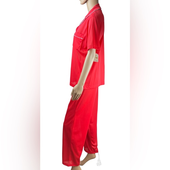 NWT Vintage Nancy King Nylon Red Pajama Set Small Medium - Picture 6 of 10
